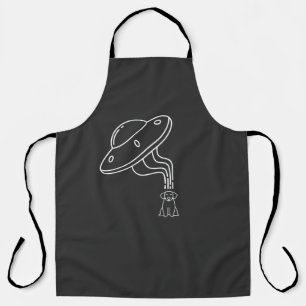 Alien UFO Abducting A Dog Puppy Apron