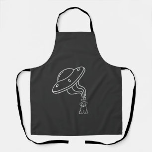 Alien UFO Abducting A Dog Puppy Apron