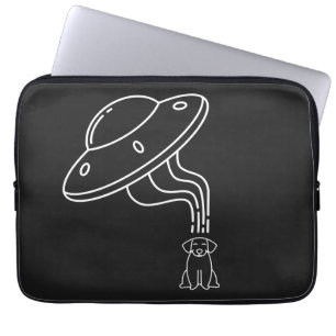 Alien UFO Abducting A Dog Puppy Laptop Sleeve