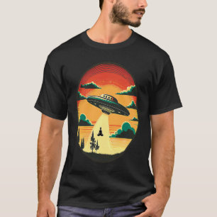 Alien UFO Abducting Yoga Girl Flying Saucer T-Shirt