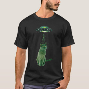 Alien UFO Abduction Cat Kids T-Shirt
