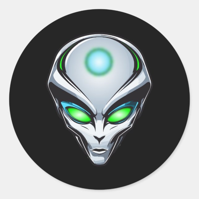 Alien UFO Abduction Space Birthday Party  Classic Round Sticker (Front)