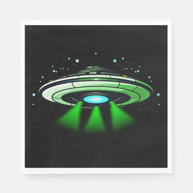 Alien UFO Abduction Spaceship Birthday Party  Napkin (Front)