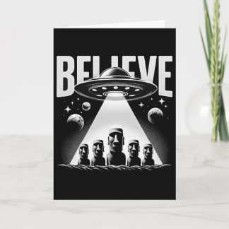 Alien Ufo And Moai Easter Island Head Tee - Mystic Card