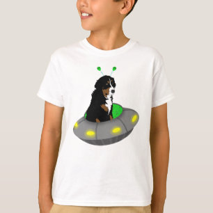 Alien UFO Bernese Mountain Dog  T-Shirt