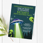 Alien UFO Birthday Party Invitation<br><div class="desc">This Alien UFO birthday party invitation is the perfect design to invite your friends and family to your outer space birthday party. Personalize the template using your party details.</div>