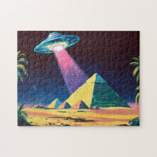 Alien UFO Egyptian Pyramids Jigsaw Puzzle
