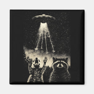 Alien ufo funny raccoon meme vintage graphic magnet
