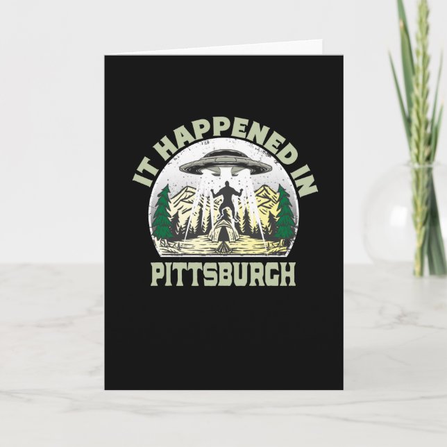 Alien UFO In pittsburgh City Card (Front)