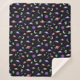 Alien UFO in Space Sherpa Blanket