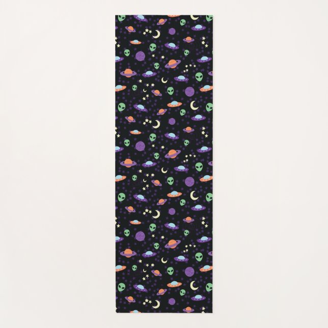 Alien UFO in Space Yoga Mat (Front)