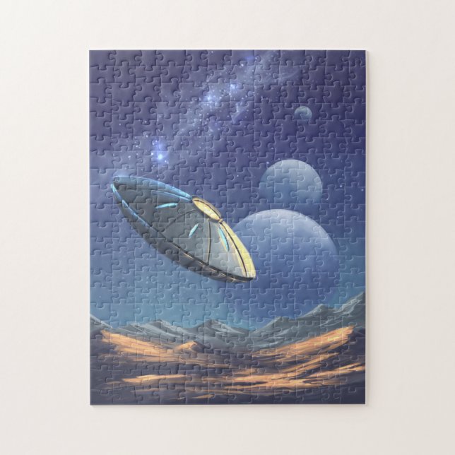 Alien ufo in the space jigsaw puzzle (Vertical)