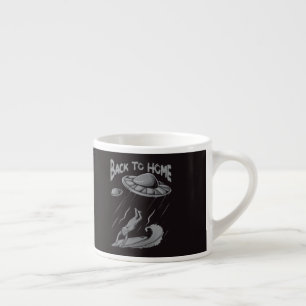 alien ufo surfing illustration with back to home espresso cup