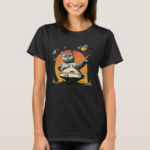 Alien UFO  Weird Cat T-Shirt