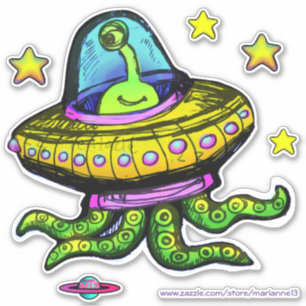 Alien UFO With Tentacles Art