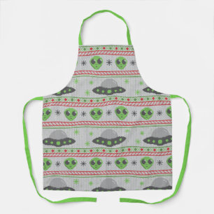 Alien Ugly Christmas Sweater Apron