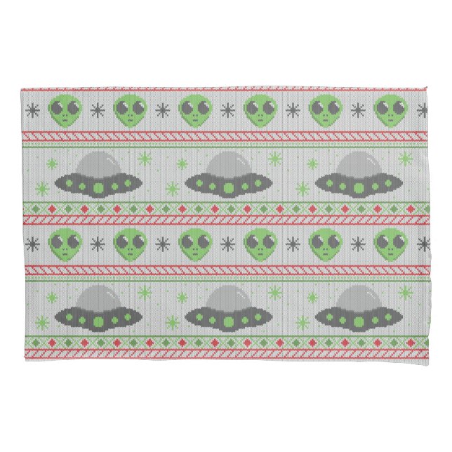 Alien Ugly Christmas Sweater Pillowcase (Front)