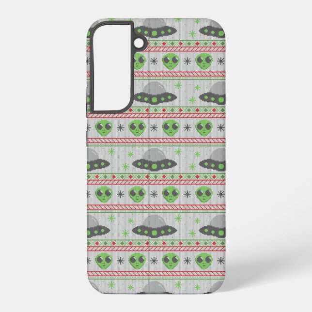 Alien Ugly Christmas Sweater Samsung Galaxy S22+ Case (Back)