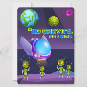 ALIEN ,UNIVERSE, ROCKETSHIP, PLANET AND ASTRONAUTS HOLIDAY CARD