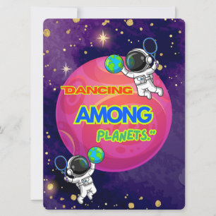 ALIEN ,UNIVERSE, ROCKETSHIP, PLANET AND ASTRONAUTS HOLIDAY CARD