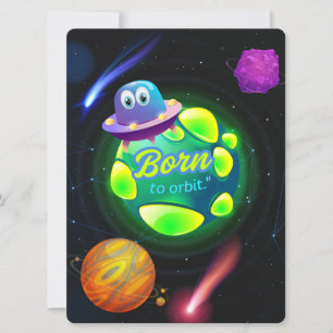 ALIEN ,UNIVERSE, ROCKETSHIP, PLANET AND ASTRONAUTS HOLIDAY CARD