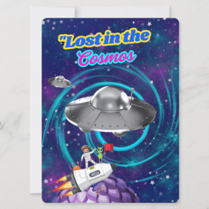 ALIEN ,UNIVERSE, ROCKETSHIP, PLANET AND ASTRONAUTS HOLIDAY CARD