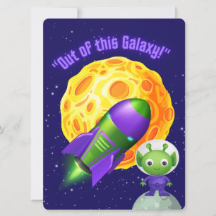 ALIEN ,UNIVERSE, ROCKETSHIP, PLANET AND ASTRONAUTS HOLIDAY CARD