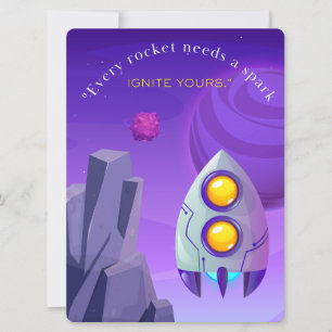 ALIEN ,UNIVERSE, ROCKETSHIP, PLANET AND ASTRONAUTS HOLIDAY CARD