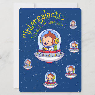 ALIEN ,UNIVERSE, ROCKETSHIP, PLANET AND ASTRONAUTS HOLIDAY CARD