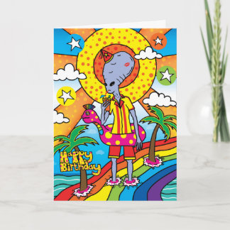 Alien Vacation Birthday Card