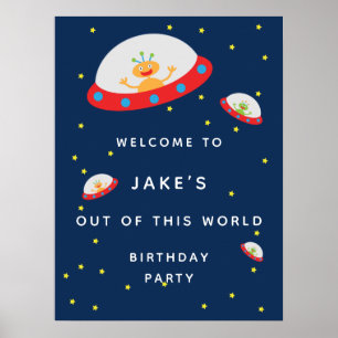 Alien vaisseau spatial affiche d'anniversaire sign