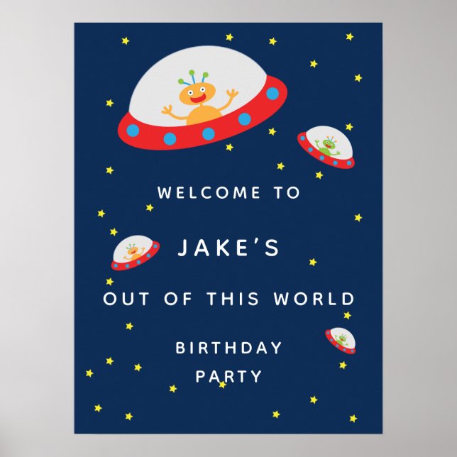 Alien vaisseau spatial affiche d'anniversaire sign (Devant)