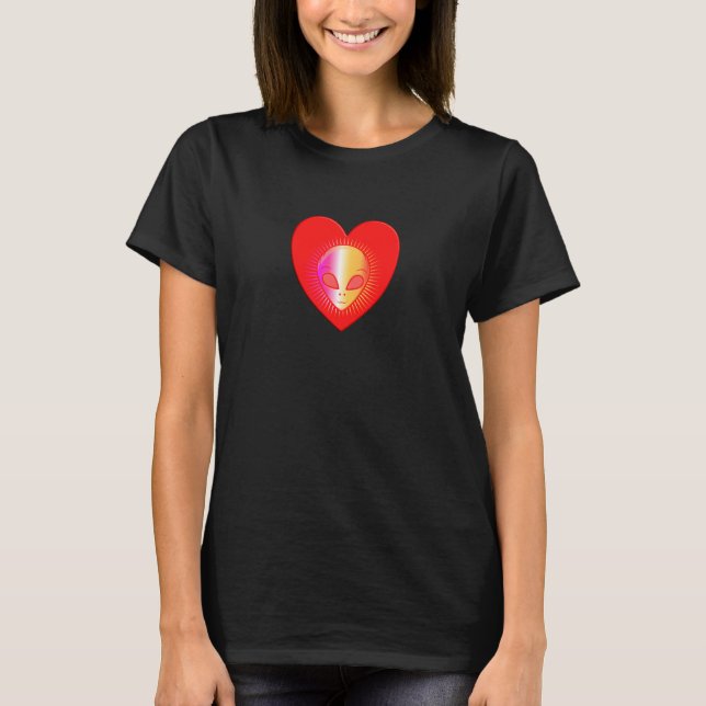 Alien Valentine Heart Science Fiction T-Shirt (Front)