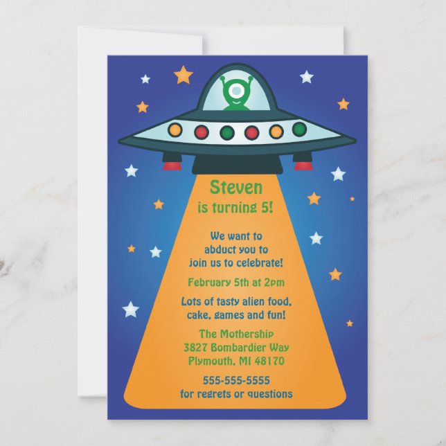 Alien Vélo Anniversaire Fête Invitations (Devant)