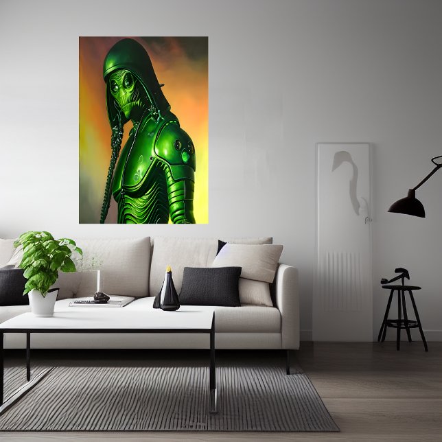 Alien vert effrayant | AI Art Poster (Créateur téléchargé)