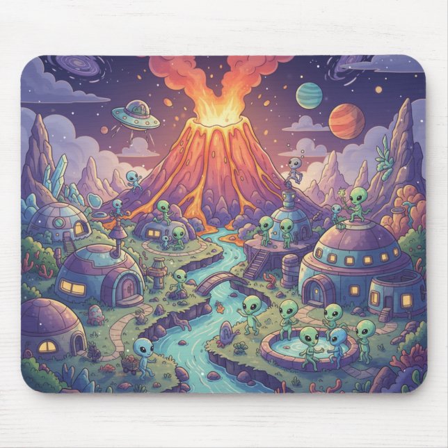 Alien Village at Dusk Mouse Pad (Front)