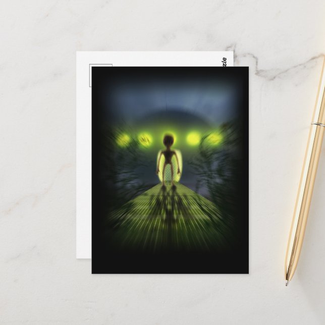Alien Visitor Postcard (Front/Back In Situ)