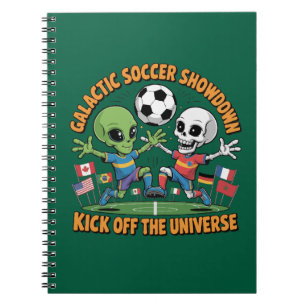 Alien vs Skeleton Galactic Soccer Showdown Funny Notebook