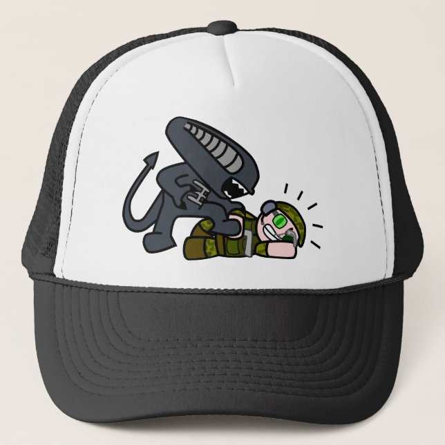 Alien vs Soldier 2 Trucker Hat (Front)