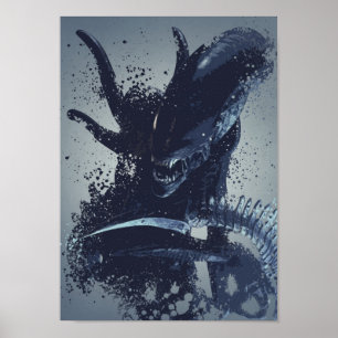 Alien warrior splatter artwork poster