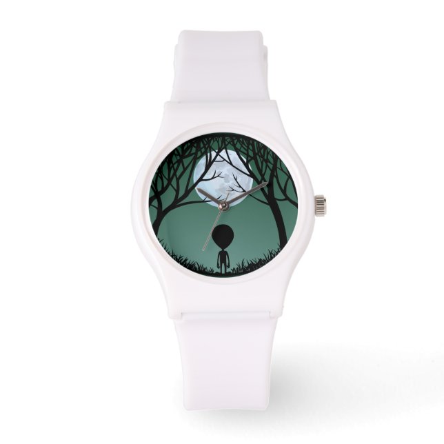 Alien Watch Cute Grey Alien ET Alien Wrist Watch (Front)