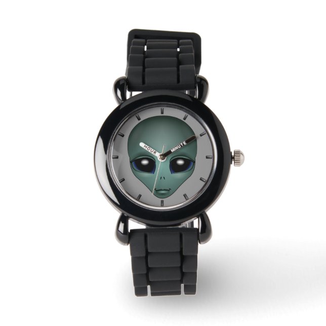 Alien Watch Cute Grey Alien ET Alien Wrist Watch (Front)
