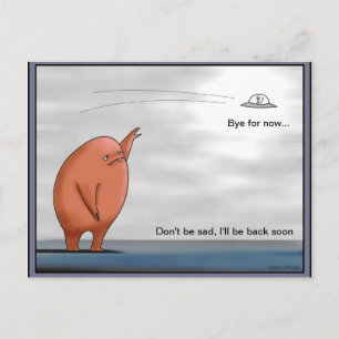 Alien waving goodbye - Postcard