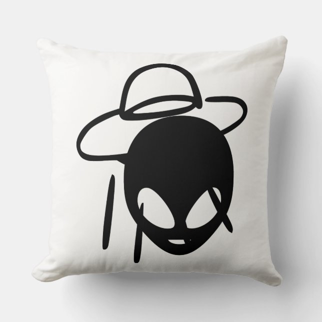 Alien Wearing Throw Pillow (Front)
