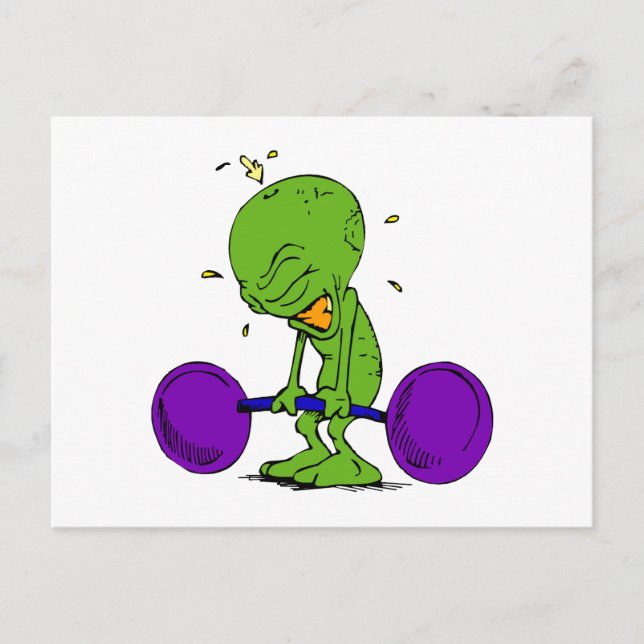 Alien Weight Lifter Postcard (Front)