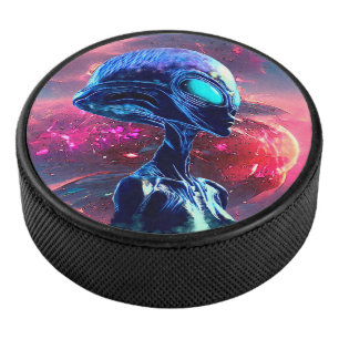 Alien Wisdom Psychedelic Scifi Art Hockey Puck