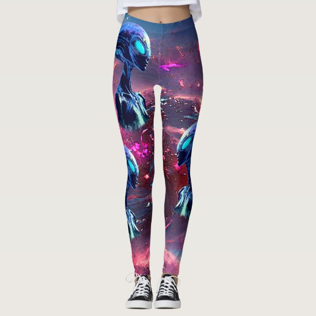 Alien Wisdom Psychedelic Scifi Art Leggings (Front)