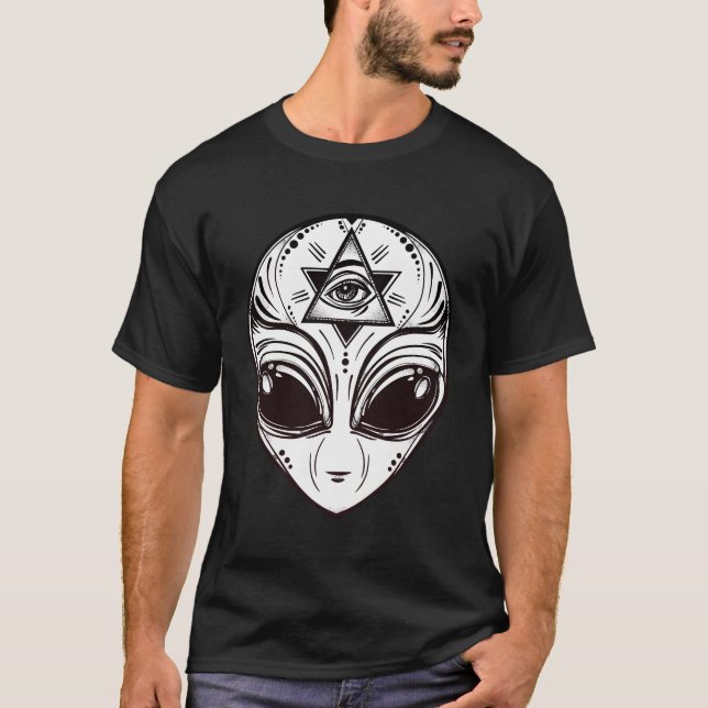 Alien With All Seeing Eye Illuminati T-Shirt (Front)