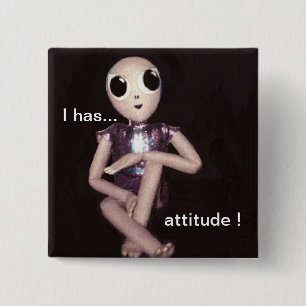 Alien with Attitude 2 Inch Square Button