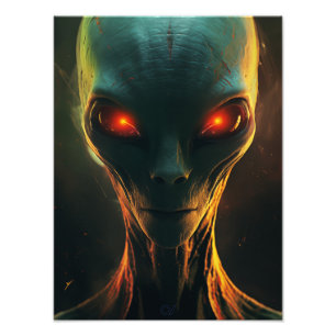 Alien with Glowing Red Eyes Photo Print